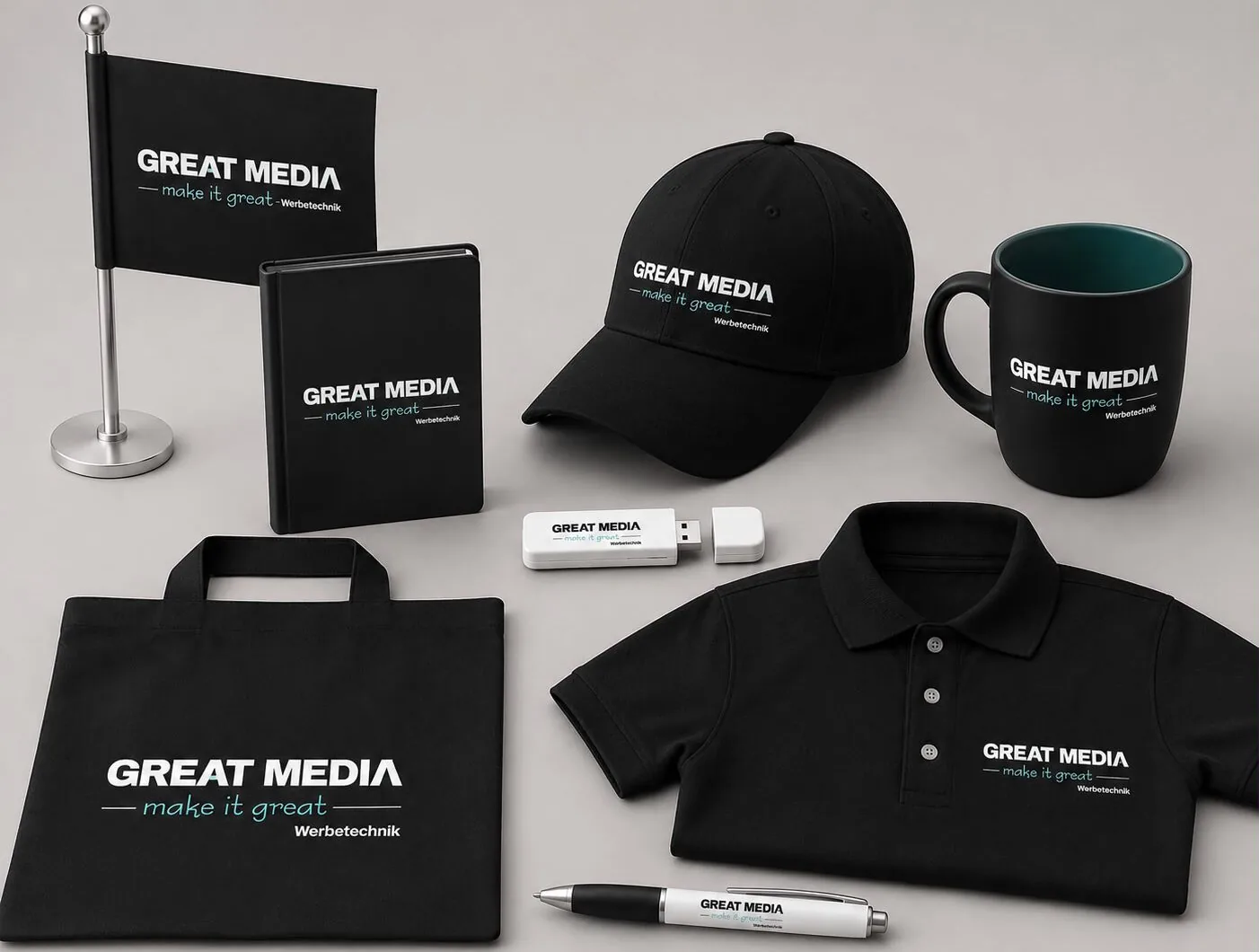 Great Media Werbeartikel und Textilien mit Logo
